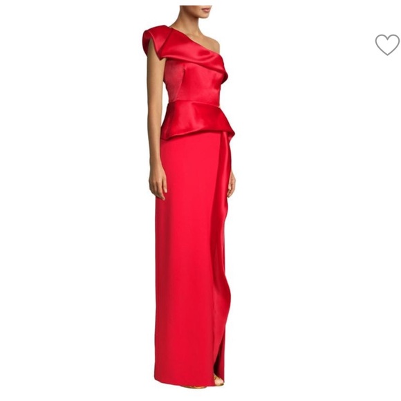 MARCHESA One-Shoulder Slit Column Gown - Picture 2 of 6